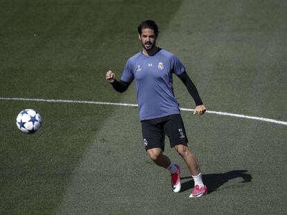 Isco, durante el último entrenamiento antes del partido contra el Bayern.