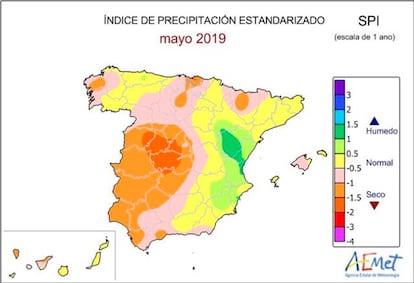 Las zonas que sufren sequía, a partir de -1.