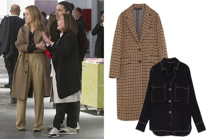 Para asistir a ARCO, Marta Ortega eligió uno de sus estilismos más comentados: abrigo de cuadros de la sección masculina de Zara y una camisa con pespuntes que ha sobrevivido a la temporada y puede comprarse a mitad de precio (19,99 euros).