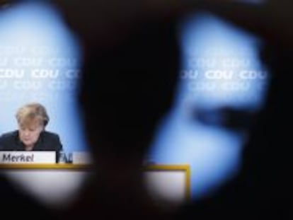 Angela Merkel, en el comit&eacute; d ela CDU el 9 de diciembre. 