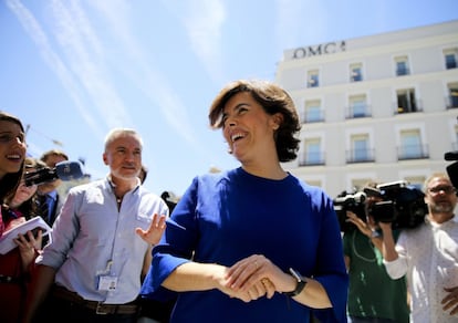Soraya Sáenz de Santamaría, el pasado junio durante la presentación de su candidatura a dirigir el Partido Popular.