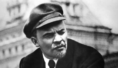 Lenin en la Plaza Roja de Moscú en 1919.