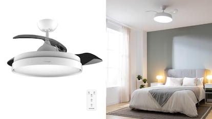 ventilador de techo con aspas retráctiles con seis velocidades incluidas.