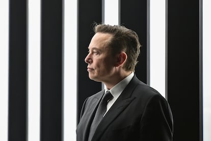 Elon Musk, Tesla CEO, attends the opening of the Tesla factory Berlin Brandenburg in Germany on March 22, 2022.