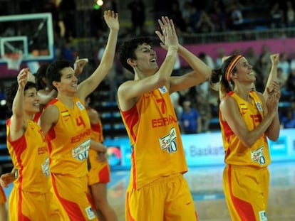 Las jugadoras españolas celebran el pase a la final