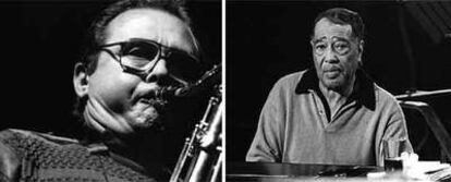 Stan Getz, fotografiado en 1984 (a la izquierda), y Duke Ellington.