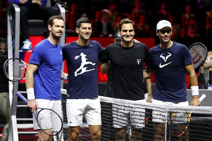 Murray, Djokovic, Federer y Nadal, en la Laver Cup de 2022.