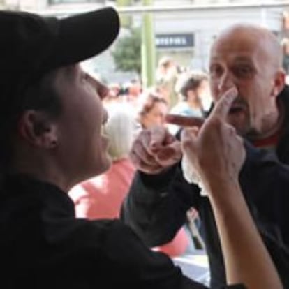 Una empleada discute con un piquete en Madrid