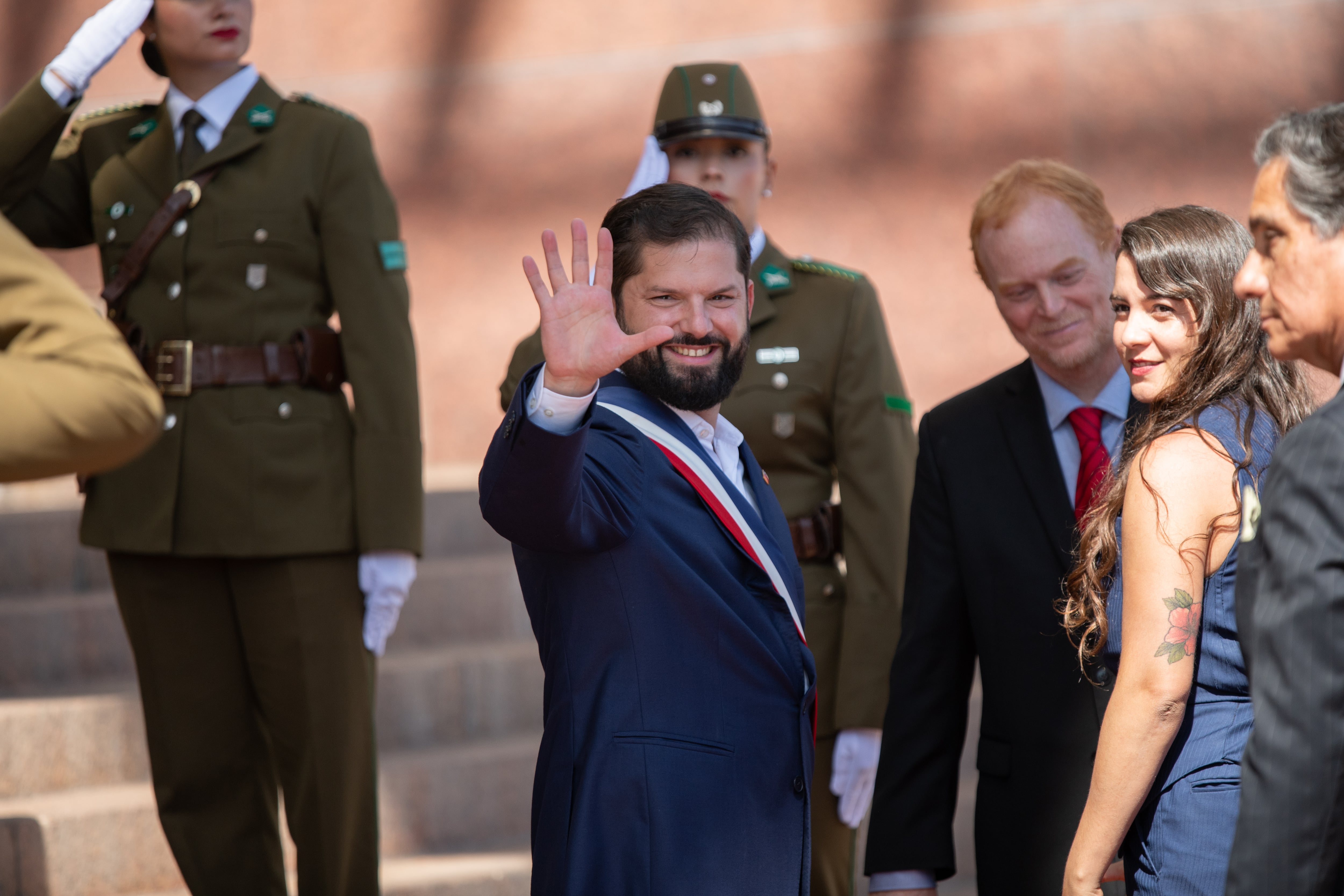 Gabriel Boric a su llegada al cambio de Mando en Valparaíso.