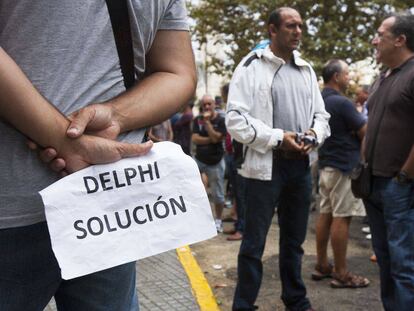 Concentraci&oacute;n de extrabajadores de Delphi en 2014 en C&aacute;diz