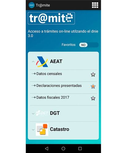 Página de acceso a las administraciones