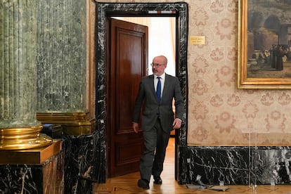 El delegado del Gobierno de Madrid, Francisco Martín Aguirre, antes de una rueda de prensa este martes en Madrid después de su imputación.