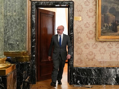 El delegado del Gobierno de Madrid, Francisco Martín Aguirre, antes de una rueda de prensa este martes en Madrid después de su imputación.