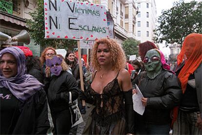 Algunas de las prostitutas que participaron en la marcha.