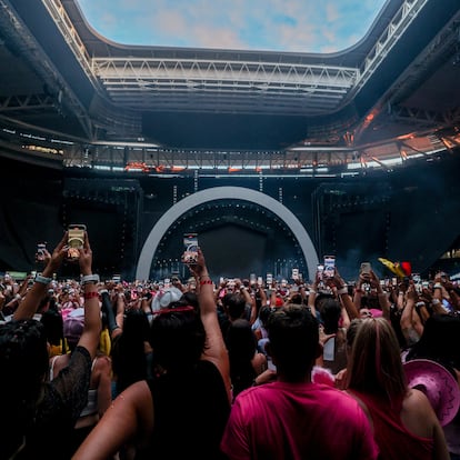 MADRID, SPAIN - JULY 20: Atmosphere prior to Karol G's concert at the Santiago Bernabeu, on 20 July, 2024 in Madrid, Spain. Karol G arrives in Spain for four consecutive days: July 20, 21, 22 and 23 with her tour 'Mañana sera bonito', an album that triumphed this year at the Latin Grammy Awards with seven awards, including Album of the Year, Song of the Year and Record of the Year. (Photo By Ricardo Rubio/Europa Press via Getty Images)