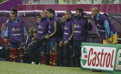 El banquillo de la selección, ante Irlanda.