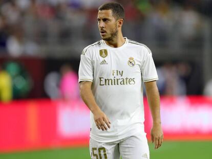 Hazard, durante el partido del Madrid ante el Bayern.