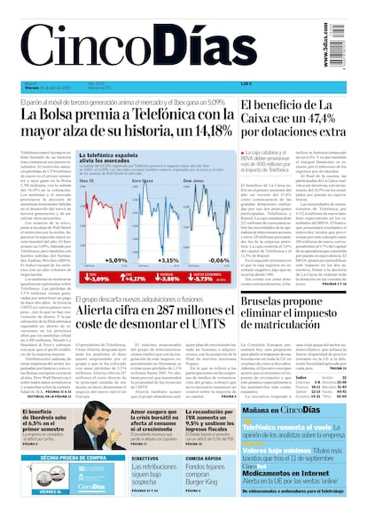 2002: Telefónica, símbolo exterior. El viejo monopolio de las telecomunicaciones comenzó una agresiva política de compras fuera de España tras su privatización que la convirtieron en uno de los líderes del sector global. Tras el cambio de la gestión, ha emprendido una política de reducción de su pasivo y concentra su actividad en grandes mercados maduros.