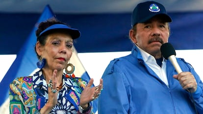 El mandatario nicaragüense, Daniel Ortega, y su esposa, la copresidenta Rosario Murillo.