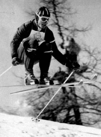 Toni Sailer, en una  prueba en Cortina d&#39;Ampezzo en 1956.