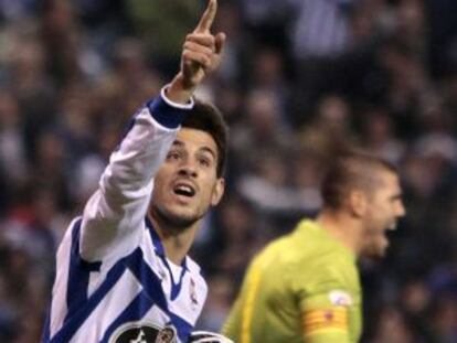 Pizzi celebra uno de sus tantos al Barça.