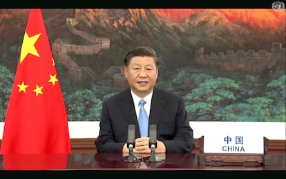 El presidente Chino Xi Jinping, en el mensaje emitido durante el 75 aniversario de la ONU, en septiembre.