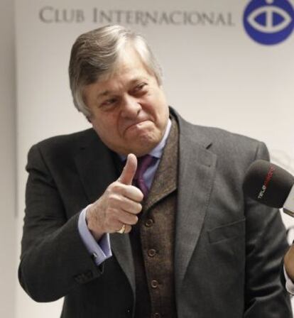 Leopoldo Ernesto López Gil, padre del opositor venezolano Leopoldo López, durante la rueda de prensa en Madrid.