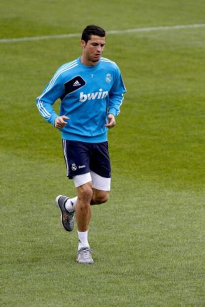 Cristiano Ronaldo, durante un entrenamiento en Valdebebas