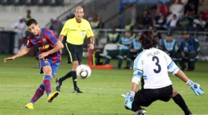 Pedro marca el tercer gol del Barça.