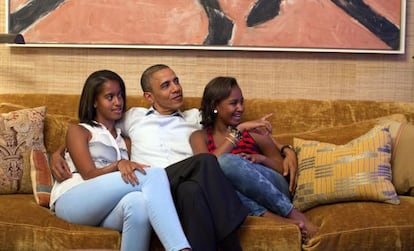 El presidente Obama junto a sus hijas Malia y Sasha.