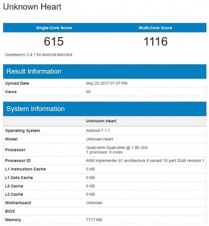 El Nokia 9 en Geekbench