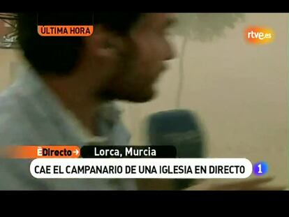 La caída del campanario de Lorca tras el terremoto