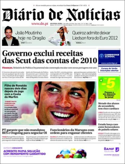 El delantero del Real Madrid, portada de Diário Noticias por su paternidad.