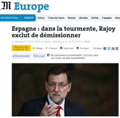 La página web del diario francés 'Le Monde'.