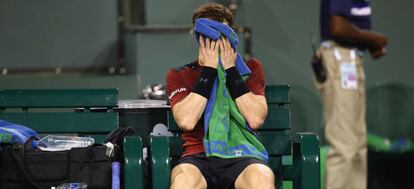 Murray, durante uno de los descansos ante Pospisil.