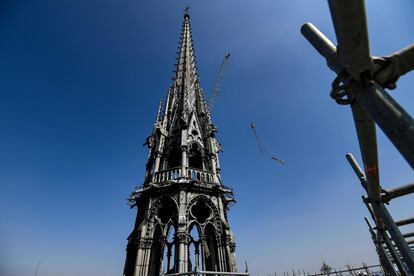 La aguja de Notre Dame, en abril de 2019. 