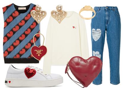 8 looks que demuestran que los corazones son el inesperado estampado del otoño