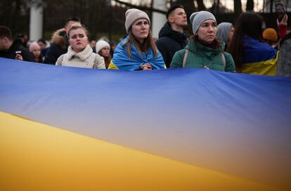 Manifestación de solidaridad con Ucrania, este sábado en Varsovia.