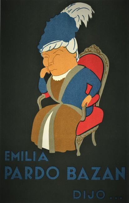Dibujo de la novelista en un anuncio de un medicamento (1920-1930).