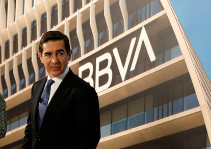 Carlos Torres, presidente de BBVA, durante la última junta general de accionistas.