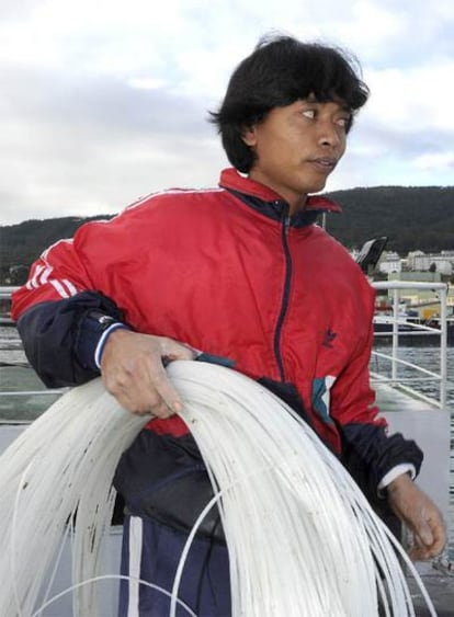 Marinero del barco <i>Martínez Quelle </i>de Burela.