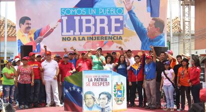 Simpatizantes chavistas durante una manifestaci&oacute;n Cojedes (Venezuela)