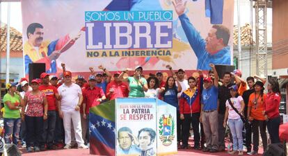 Simpatizantes chavistas durante una manifestación Cojedes (Venezuela)