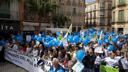 Manifestaci&oacute;n por el centro de M&aacute;laga contra las nuevas tarifas del agua. 