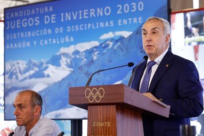 El presidente del Comité Olímpico Español, Alejandro Blanco, informando de que no llevará la candidatura ante el Comité Olímpico Internacional (COI).