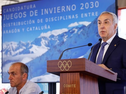 El presidente del Comité Olímpico Español, Alejandro Blanco, informando de que no llevará la candidatura ante el Comité Olímpico Internacional (COI).