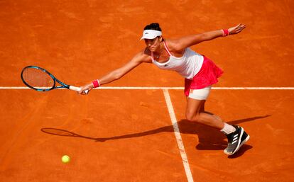 Muguruza, durante el partido contra Halep en Roma.