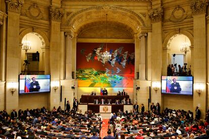 El salon elíptico del capitolio de Bogotá, durante la intervención del presidente de Colombia.