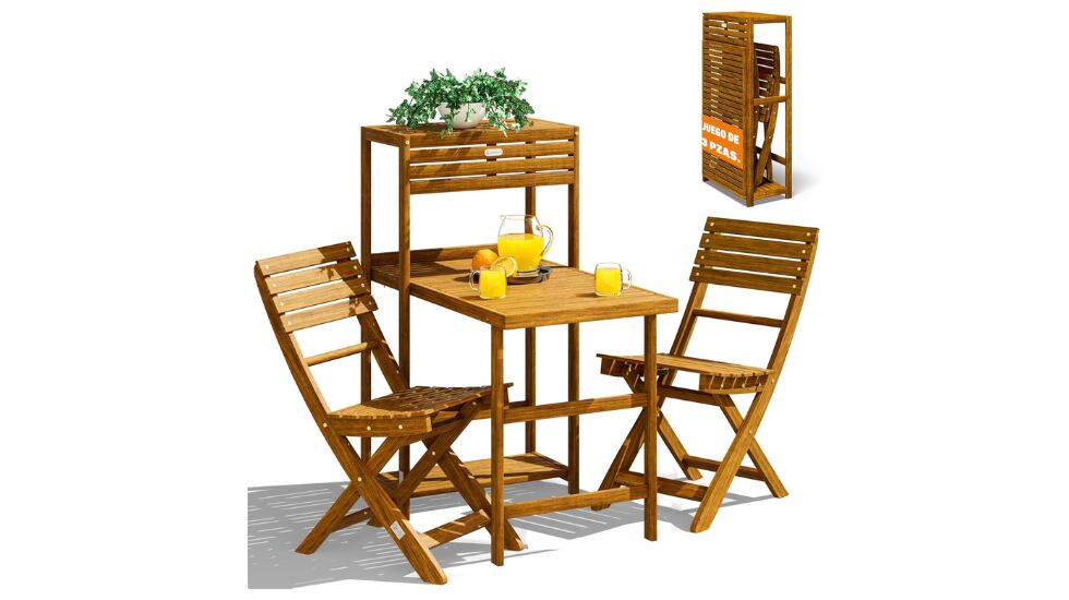 Conjunto de muebles de madera.