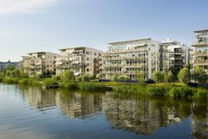 Bloques de apartamentos en Hammarby Sjöstad, ciudad 'eco-friendly' al sur de Estocolmo.